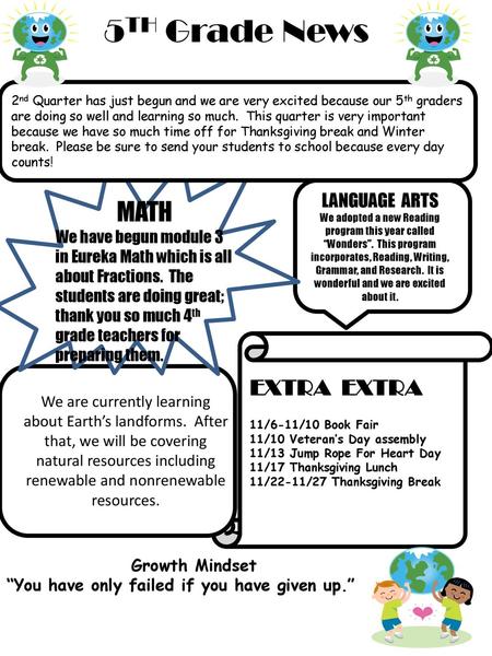 5TH Grade News MATH EXTRA EXTRA LANGUAGE ARTS