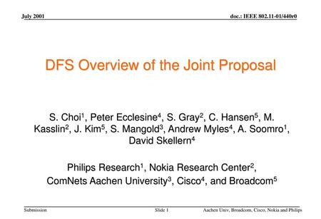 DFS Overview of the Joint Proposal