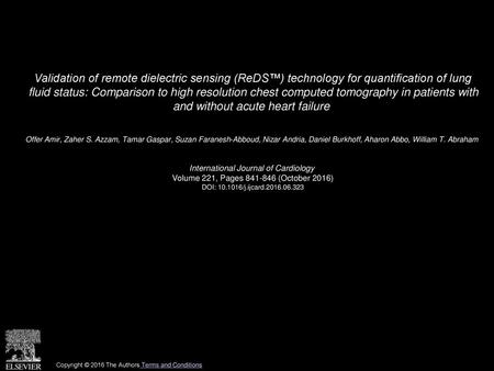 Validation of remote dielectric sensing (ReDS™) technology for quantification of lung fluid status: Comparison to high resolution chest computed tomography.