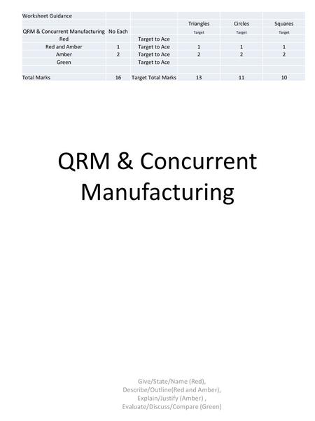 QRM & Concurrent Manufacturing