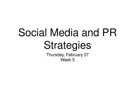 Social Media and PR Strategies