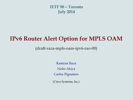 IPv6 Router Alert Option for MPLS OAM