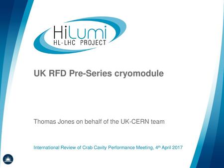UK RFD Pre-Series cryomodule