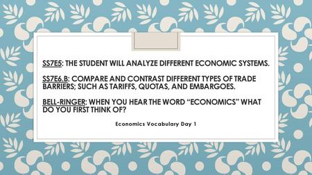 Economics Vocabulary Day 1