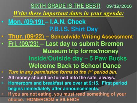 sixth grade is the best! 09/19/2016