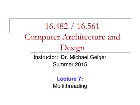 / Computer Architecture and Design