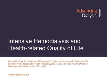 Intensive Hemodialysis and Health-related Quality of Life