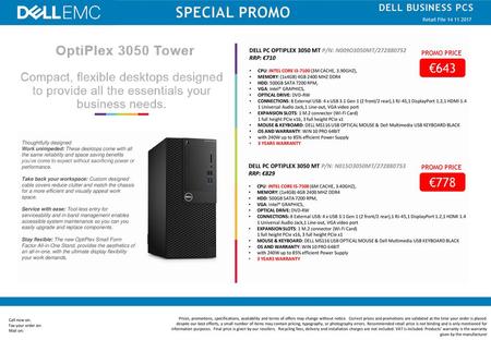 SPECIAL PROMO €643 €778 DELL BUSINESS PCS