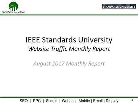 IEEE Standards University Website Traffic Monthly Report