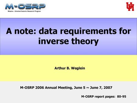A note: data requirements for inverse theory