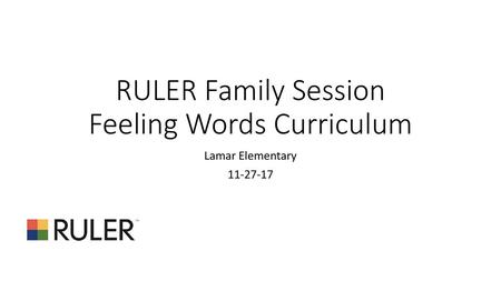 RULER Family Session Feeling Words Curriculum