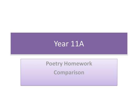 Poetry Homework Comparison