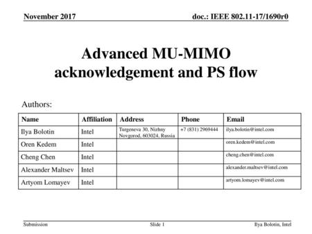 Advanced MU-MIMO acknowledgement and PS flow
