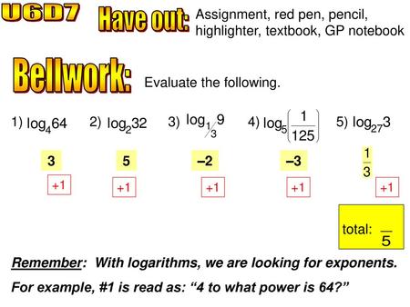 U6D7 Assignment, red pen, pencil, highlighter, textbook, GP notebook