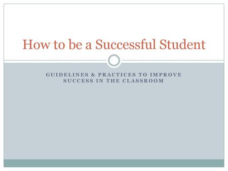 How to be a Successful Student