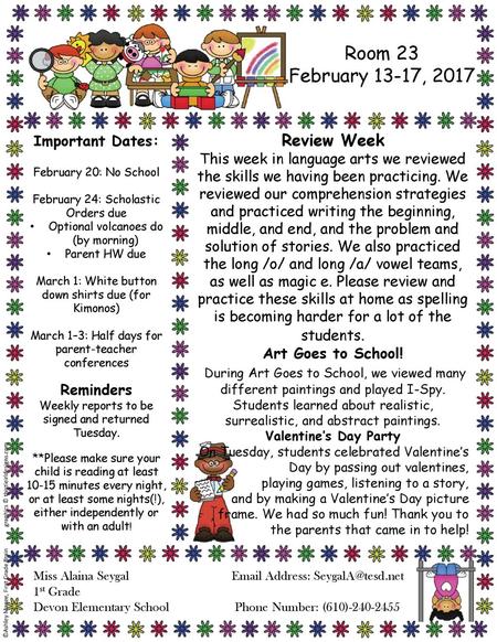 Room 23 February 13-17, 2017 Review Week
