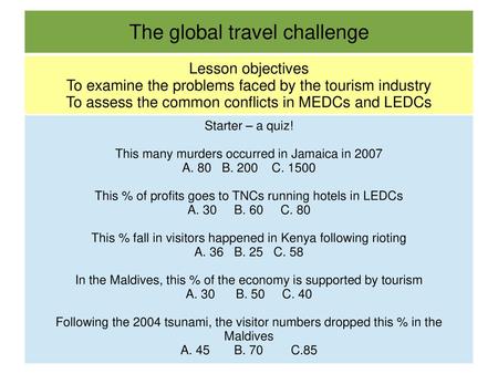 The global travel challenge