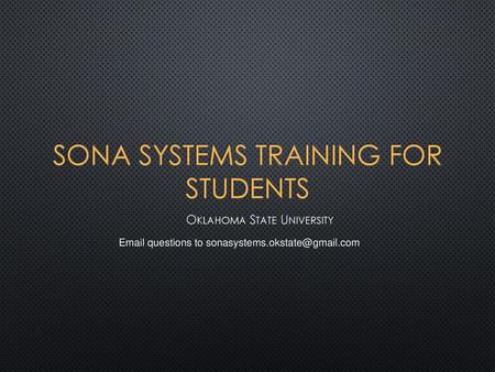 Sona Systems Training for Students