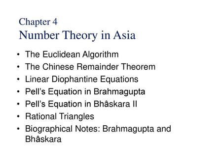 Chapter 3 Greek Number Theory The Role of Number Theory Polygonal, Prime  and Perfect Numbers The Euclidean Algorithm Pell's Equation The Chord and  Tangent. - ppt download