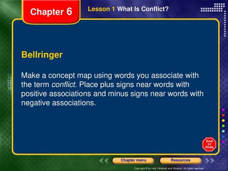 Chapter 6 Lesson 1 What Is Conflict? Bellringer