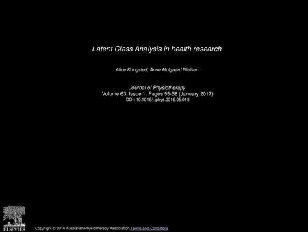 Latent Class Analysis in health research