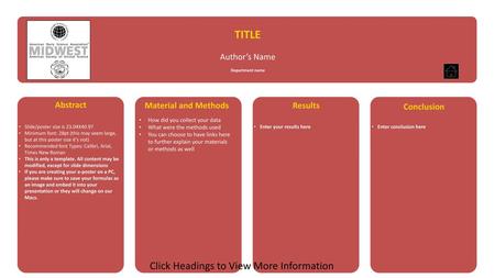 TITLE Click Headings to View More Information Author’s Name Abstract