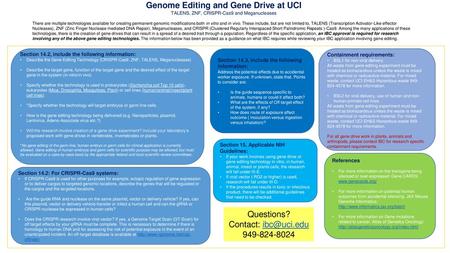 Genome Editing and Gene Drive at UCI