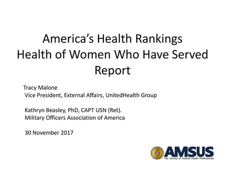 America’s Health Rankings Health of Women Who Have Served Report