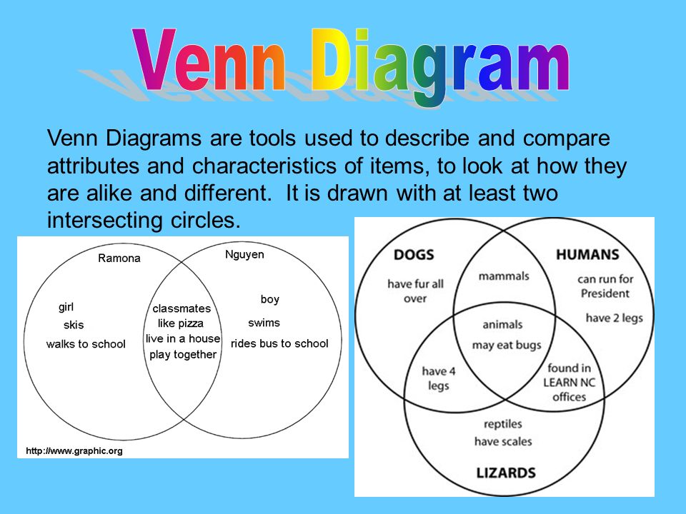 Venn Diagram Venn Diagrams Are Tools Used To Describe And Compare Attributes And Characteristics Of Items To Look At How They Are Alike And Different Ppt Video Online Download