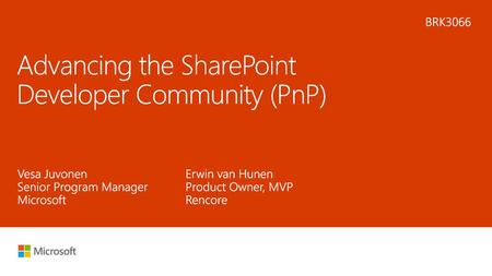 Advancing the SharePoint Developer Community (PnP)
