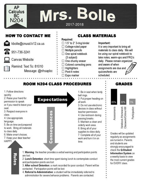 Room N204 Class Procedures