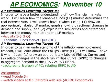 AP ECONOMICS: November 10