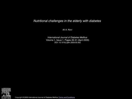 Nutritional challenges in the elderly with diabetes