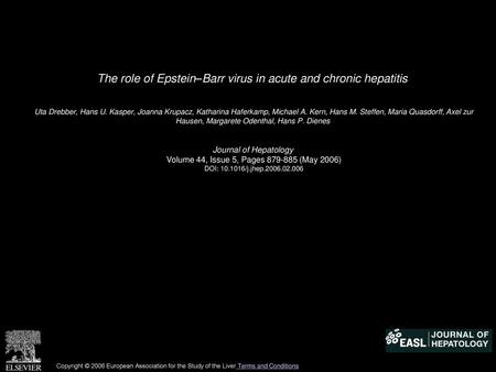 The role of Epstein–Barr virus in acute and chronic hepatitis