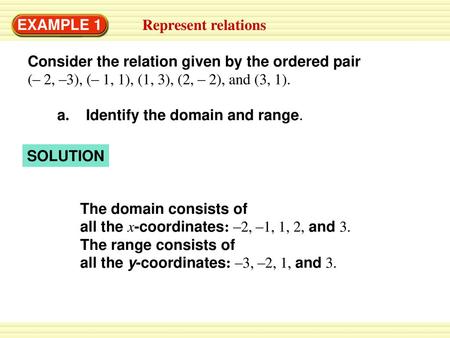 EXAMPLE 1 Represent relations
