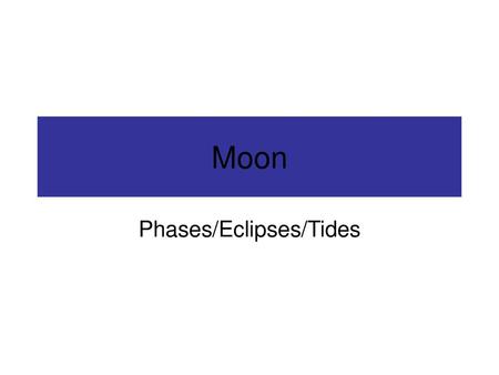 Phases/Eclipses/Tides
