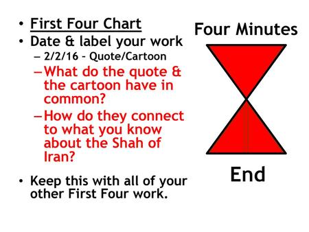 End Four Minutes First Four Chart Date & label your work