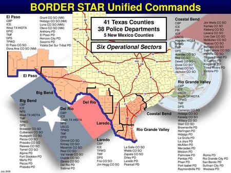 BORDER STAR Unified Commands Six Operational Sectors