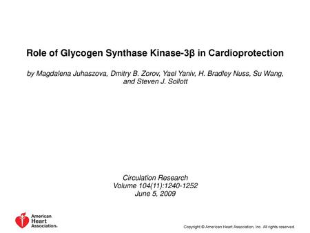 Role of Glycogen Synthase Kinase-3β in Cardioprotection