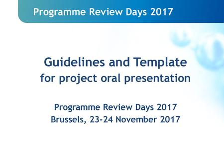 Guidelines and Template for project oral presentation