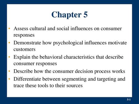 Chapter 5 Assess cultural and social influences on consumer responses