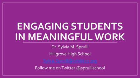 Engaging Students in Meaningful Work