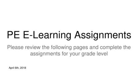PE E-Learning Assignments