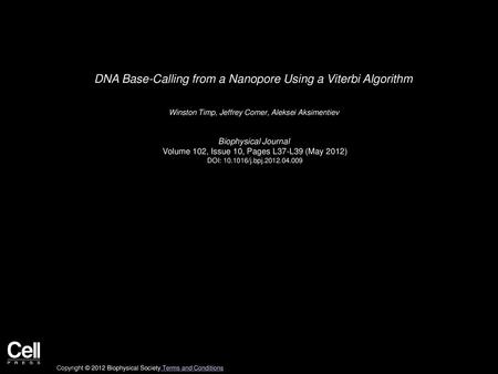 DNA Base-Calling from a Nanopore Using a Viterbi Algorithm