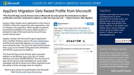 Cloud OS App Launch Services SUCCESS STORY
