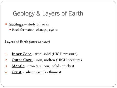 Geology & Layers of Earth