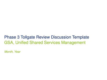 Phase 3 Tollgate Review Discussion Template