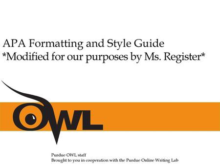APA Formatting and Style Guide
