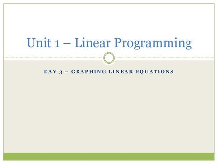 Unit 1 – Linear Programming