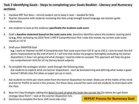 REPEAT Process for Numeracy Goal